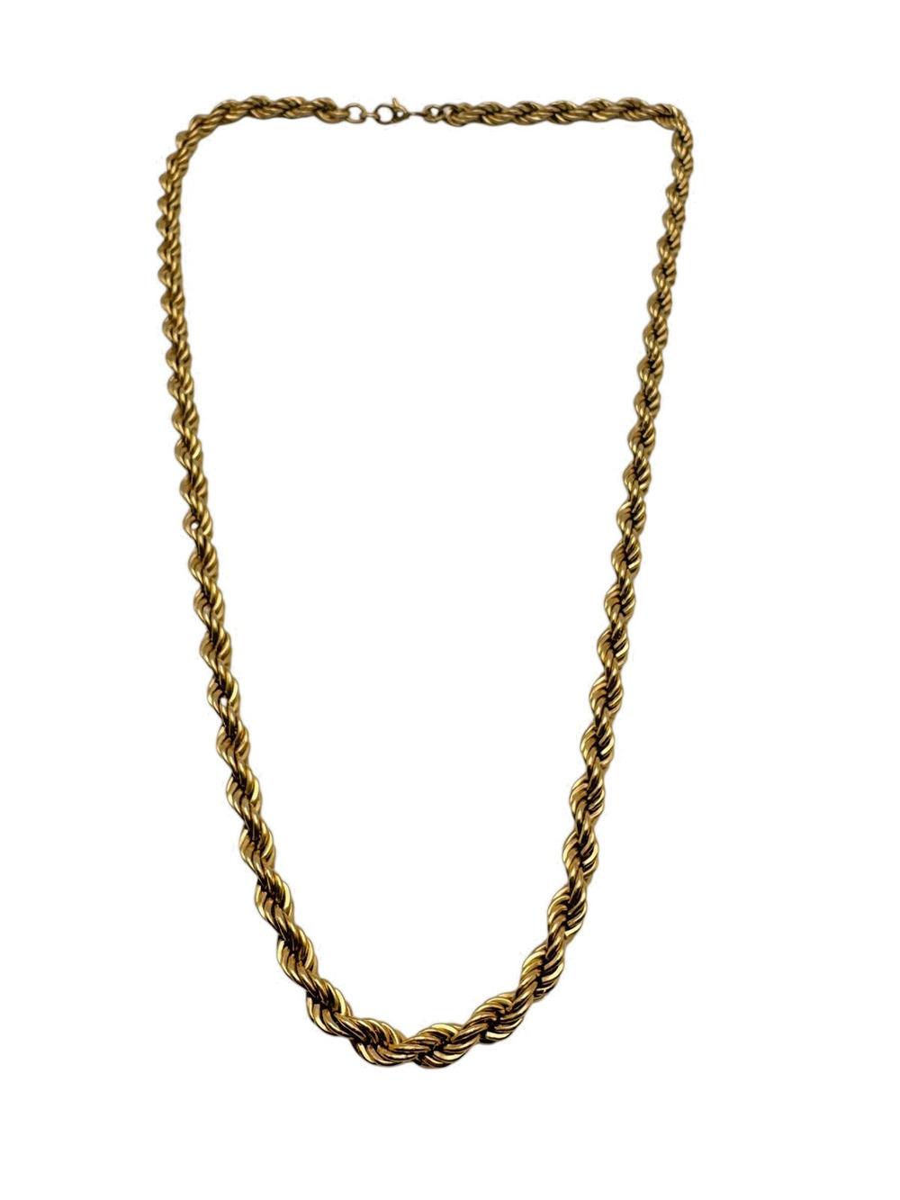 Vintage Signed Monet Gold Tone 5mm Thick Heavy Rope Chain Necklace 19"